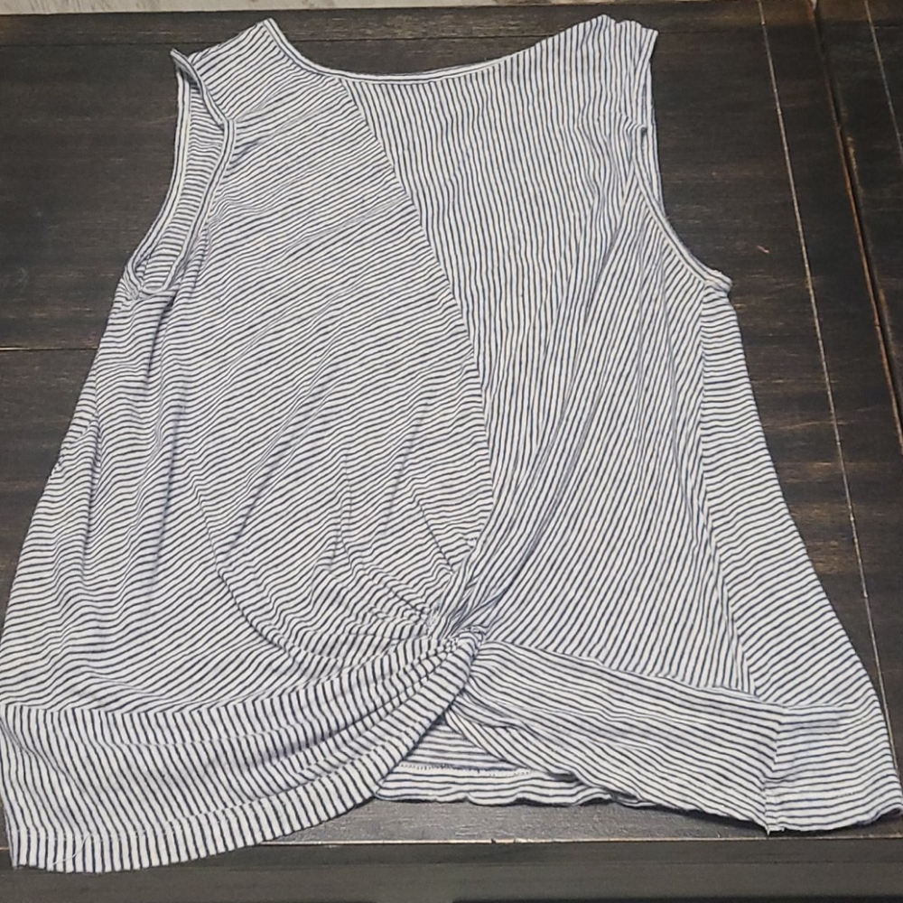 blue and white stripped tank